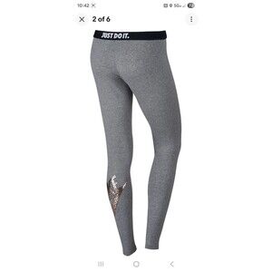 Nike Leggings Womens Small Leg-A-See Metalic Gold Grey Gray Pants Sweatpants OL